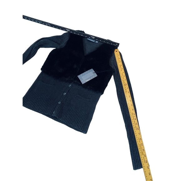 Simply Vera Vera Wang dark gray size XS cardigan sweater Plush Faux Fur - Picture 4 of 10